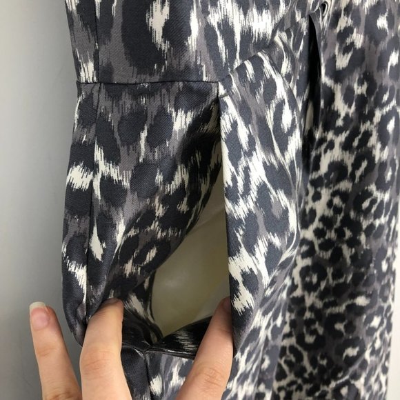 NWOT Kate Spade Deanna Grey leopard print fit & flare satin dress - Picture 10 of 16